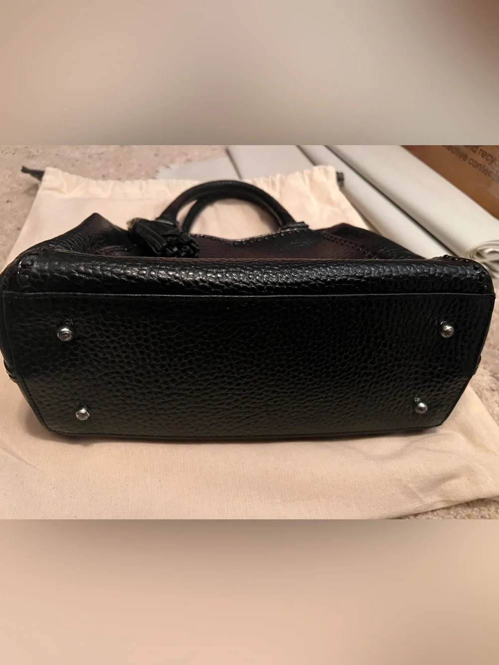 Brighton Black Pebbled Leather Top-Handle Satchel